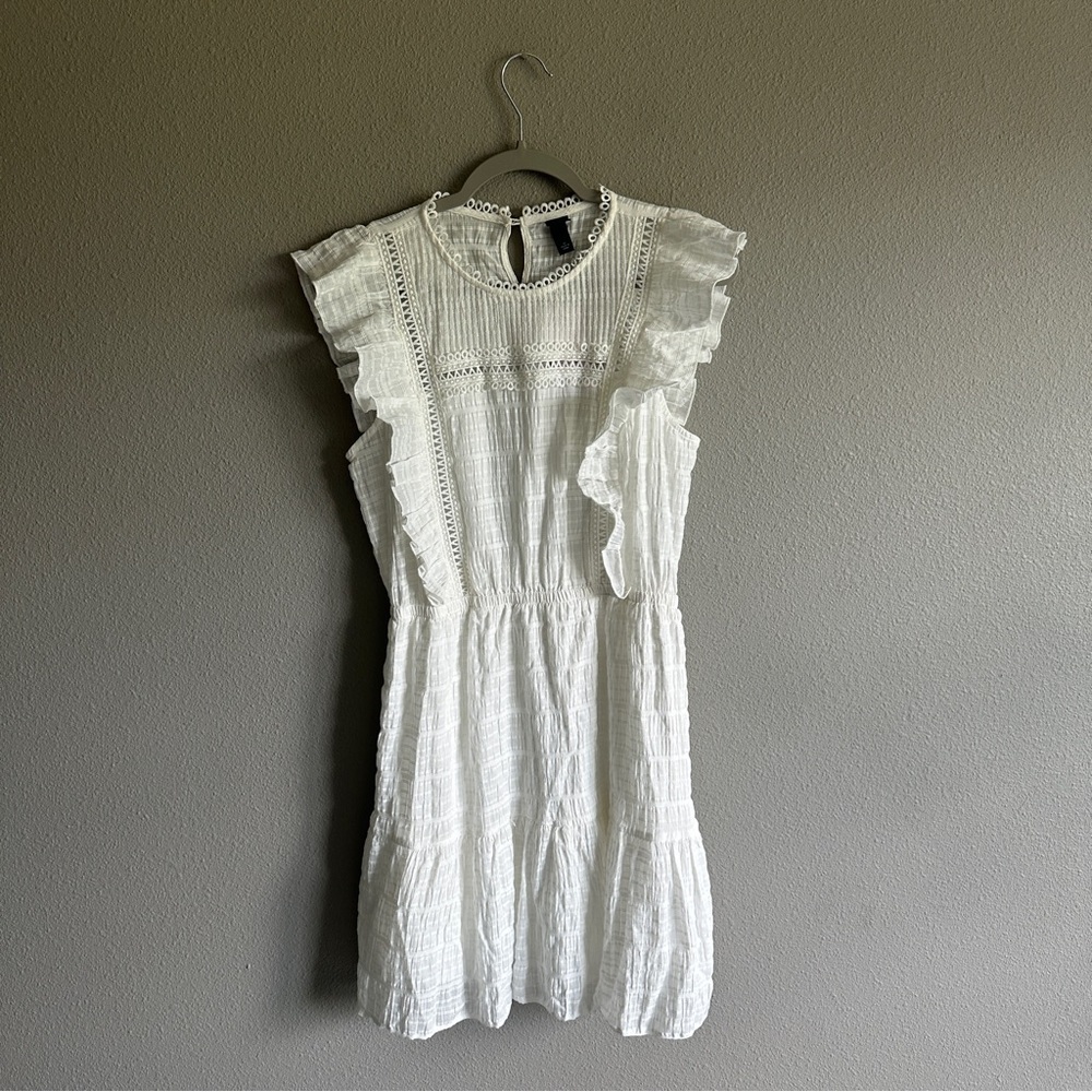 NWT Target Wild Fable White Tiered Flutter Sleeve Dress Medium